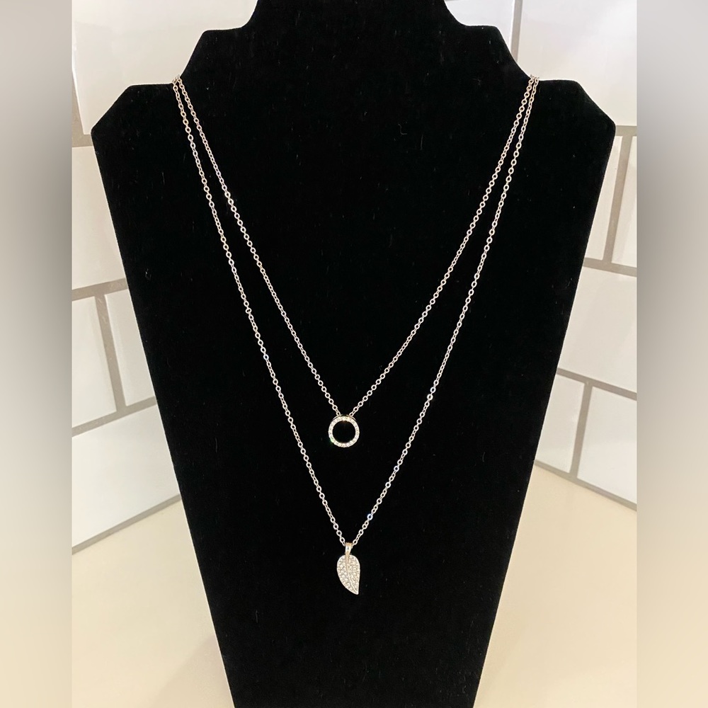 Circle and Leaf Necklace